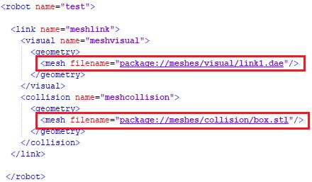 URDF package path example.