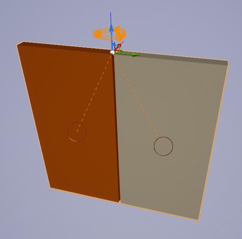 Two boxes constrained together using a hinge constraint.
