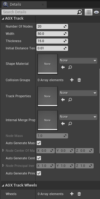 A Track Component's Details panel.